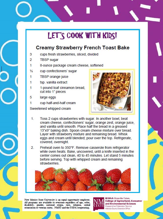 Cooking with Kids, Creamy Strawberry French Toast Bake
