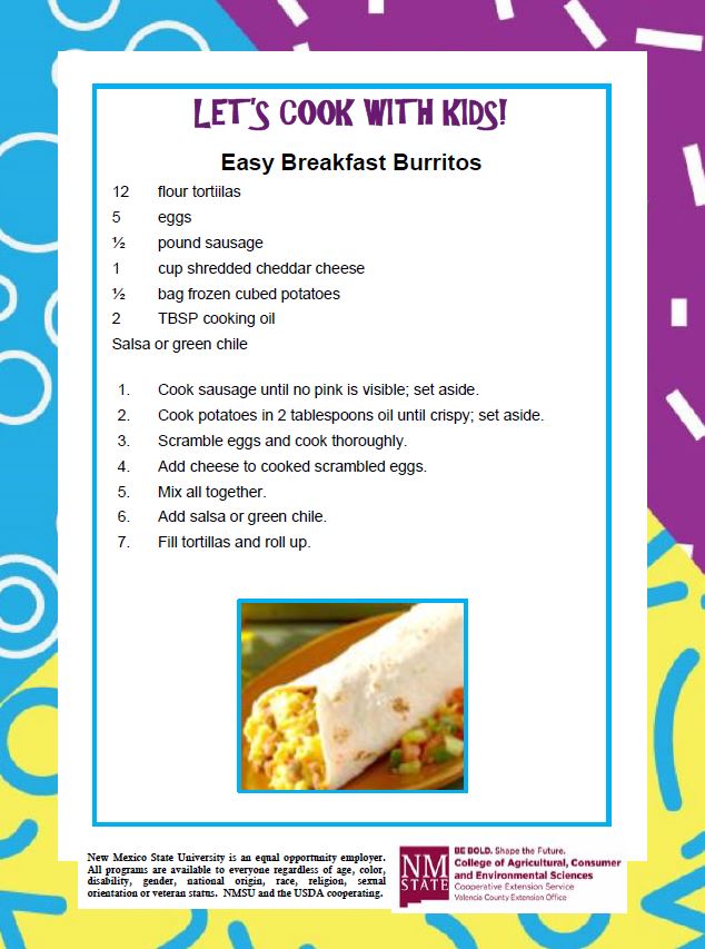 Cooking with Kids, Easy Breakfast Burritos Recipe