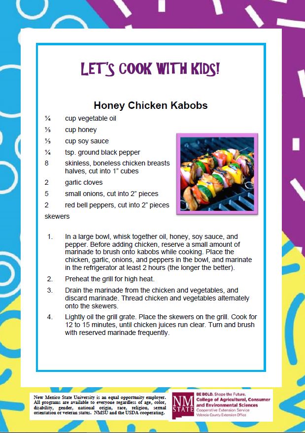 Cooking with Kids, Honey Chicken Kabobs Recipe