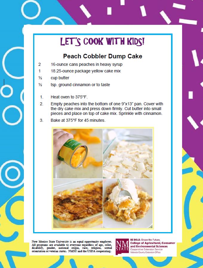 Cooking with Kids, Peach Cobbler Dump Cake Recipe