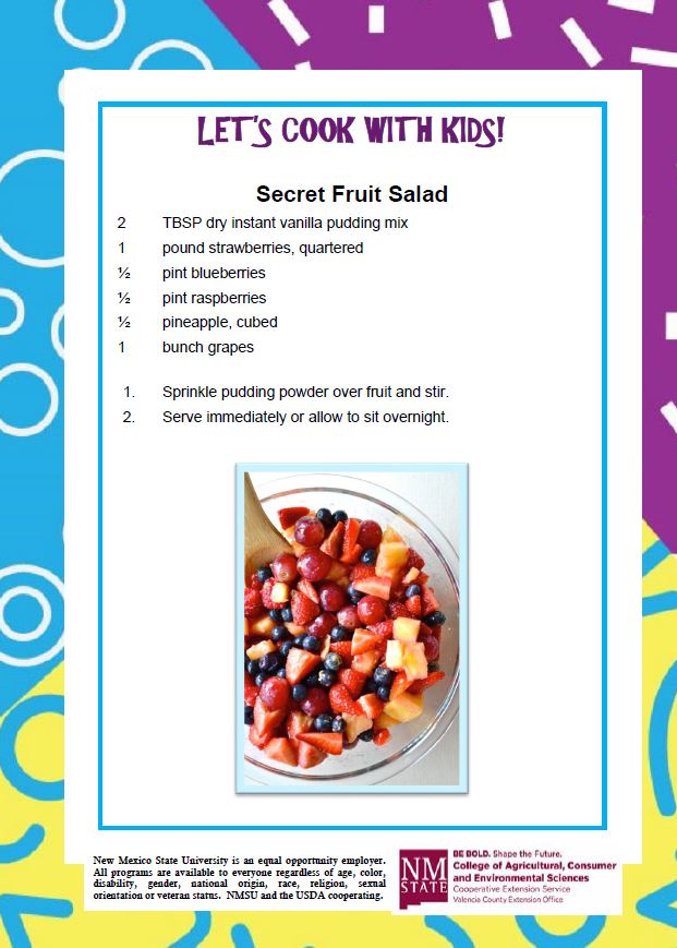 Cooking with Kids Recipe, Secret Fruit Salad