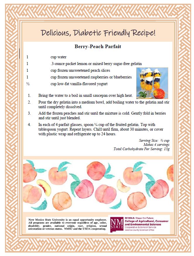 Diabetic Friendly Recipe, Berry-Peach Parfait