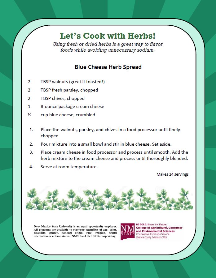 Lets Cook with Herbs Recipe, Blue Cheese Herb Spread