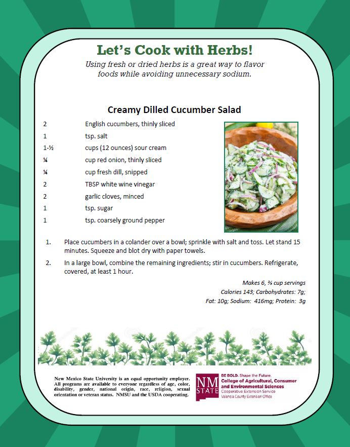Cooking with Herbs:  Creamy Dilled Cucumber Salad