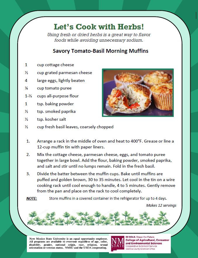 Cooking with Herbs, Savory Tomato-Basil Morning Muffins