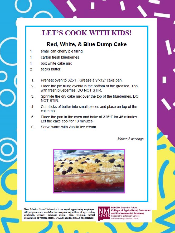 Cooking with Kids, Red, White & Blue Dump Cake recipe
